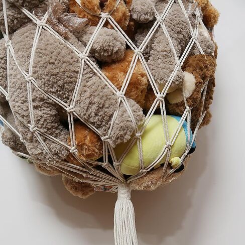 Amdermi Stuffed Animal Net or Hammock Wall Hanging Net Over Door Organizer for Stuffies Plush Toy Storage Boho Macrame Toy Display Nursery Bedroom Decor Stuffy Animal Toy Organizer (Cream) in Saudi Arabia