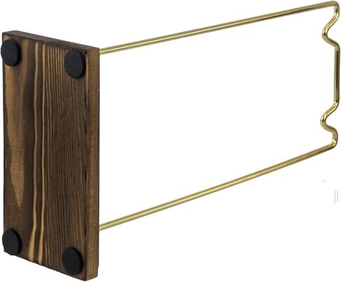 MyGift 11 Inch Tall Modern Rustic Burnt Dark Brown Solid Wood and Brass Tone Metal Wire Necklace Stand, Tabletop Jewelry Holder Rack for Home or Retail Display in Saudi Arabia