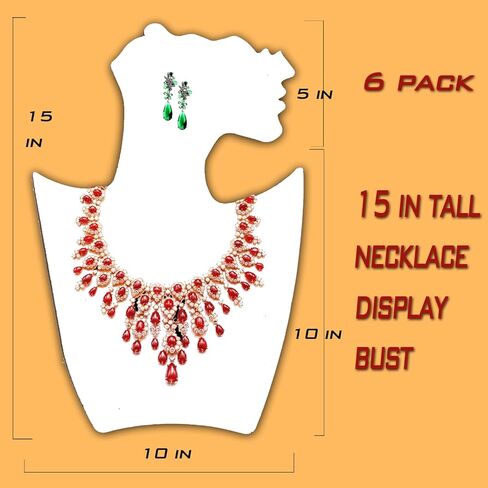 عرض قلادة المجوهرات، عرض قلادة مخملية بيضاء كبيرة مقاس 15 بوصة للبيع، وقلادة منضدية وأقراط. (مجموعة من 6) in Kuwait