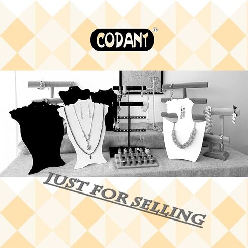 عرض قلادة المجوهرات، عرض قلادة مخملية بيضاء كبيرة مقاس 15 بوصة للبيع، وقلادة منضدية وأقراط. (مجموعة من 6) in Kuwait