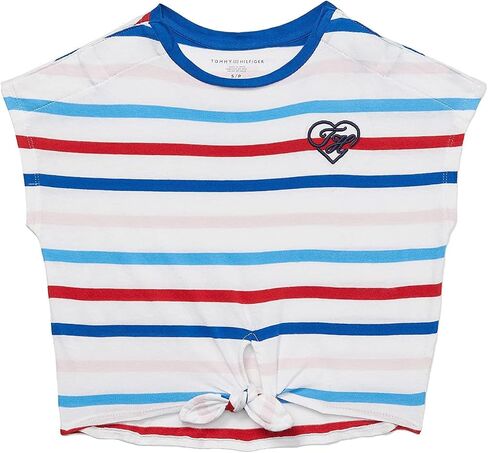 Tommy Hilfiger Girls' Adaptive Tie Front T-Shirt with Velcro Brand Closure at Shoulders in Saudi Arabia