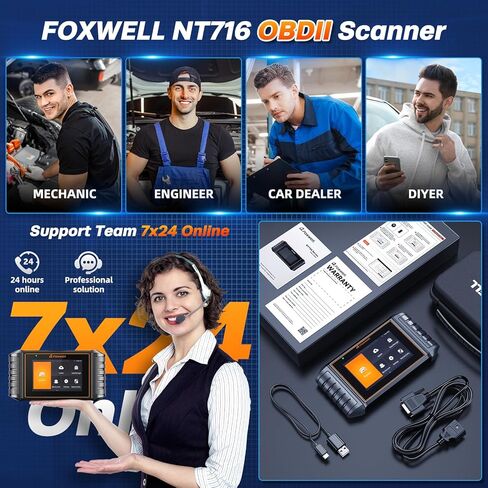 أحدث قارئ رموز FOXWELL NT716 وأدوات المسح الضوئي لعام 2024 مع 9 إعادة ضبط (TPMS/Oil/EPB/SAS/BMS/خنق/ترميز الحاقن)، تحقق من ABS/SRS/ناقل الحركة/محرك obd2 الماسح الضوئي مع اختبار البطارية، تحديث مجاني مدى الحياة in Kuwait