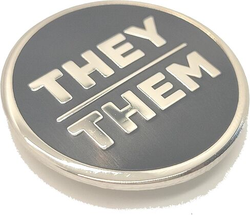 هم لهم ضمير دبوس فضية لامعة دائرية صلبة المينا شارة زر ضمير غير ثنائي in Kuwait