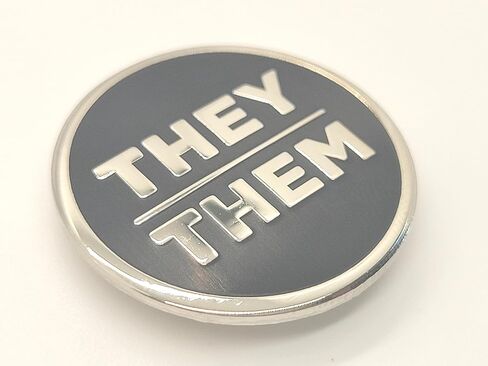 هم لهم ضمير دبوس فضية لامعة دائرية صلبة المينا شارة زر ضمير غير ثنائي in Kuwait