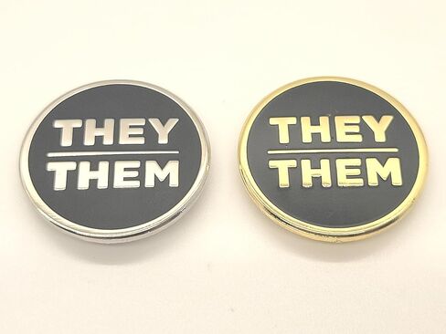 هم لهم ضمير دبوس فضية لامعة دائرية صلبة المينا شارة زر ضمير غير ثنائي in Kuwait