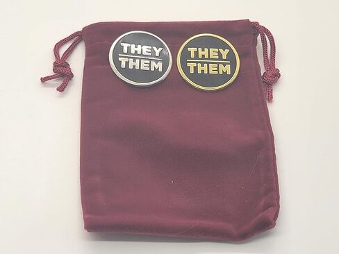 هم لهم ضمير دبوس فضية لامعة دائرية صلبة المينا شارة زر ضمير غير ثنائي in Kuwait