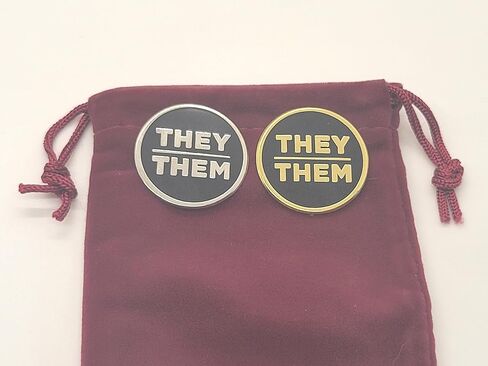 هم لهم ضمير دبوس فضية لامعة دائرية صلبة المينا شارة زر ضمير غير ثنائي in Kuwait