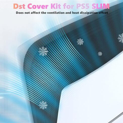 INITMMO Dust Cover for PS5 Slim Console, PS5 Slim Accessories with Dust Net Filter, Silicone Plugs, Joystick Caps for Playstation 5 Slim Disc Version/Digital Version, Anti Dust and Pet Hair, Black in Saudi Arabia