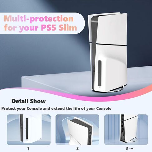 INITMMO Dust Cover for PS5 Slim Console, PS5 Slim Accessories with Dust Net Filter, Silicone Plugs, Joystick Caps for Playstation 5 Slim Disc Version/Digital Version, Anti Dust and Pet Hair, Black in Saudi Arabia