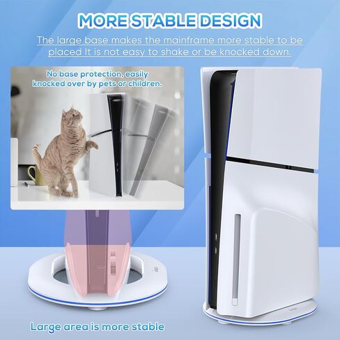 حامل عمودي فقط لوحدات التحكم PS5 النحيفة القرصية/الرقمية، حامل بديل لملحقات PS5 النحيفة مع برغي، حامل قاعدة لوحدة التحكم Playstation 5 النحيفة، لا يتطلب أدوات، أبيض in Kuwait