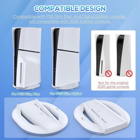 حامل عمودي فقط لوحدات التحكم PS5 النحيفة القرصية/الرقمية، حامل بديل لملحقات PS5 النحيفة مع برغي، حامل قاعدة لوحدة التحكم Playstation 5 النحيفة، لا يتطلب أدوات، أبيض in Kuwait