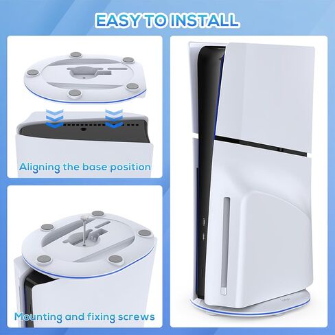 حامل عمودي فقط لوحدات التحكم PS5 النحيفة القرصية/الرقمية، حامل بديل لملحقات PS5 النحيفة مع برغي، حامل قاعدة لوحدة التحكم Playstation 5 النحيفة، لا يتطلب أدوات، أبيض in Kuwait