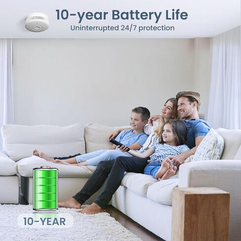 Wireless Interconnected Smoke Detector 10 Year Battery, Smoke Alarm with Large Test Button, Connect with Up to 30 Wireless Fire Alarms, Adhesive Tapes Included, 3-Pack in Saudi Arabia