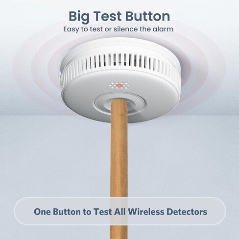 Wireless Interconnected Smoke Detector 10 Year Battery, Smoke Alarm with Large Test Button, Connect with Up to 30 Wireless Fire Alarms, Adhesive Tapes Included, 3-Pack in Saudi Arabia