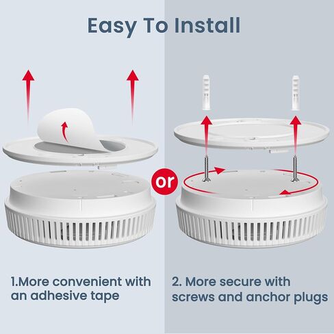 Wireless Interconnected Smoke Detector 10 Year Battery, Smoke Alarm with Large Test Button, Connect with Up to 30 Wireless Fire Alarms, Adhesive Tapes Included, 3-Pack in Saudi Arabia
