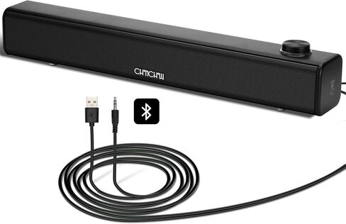 مكبر صوت بلوتوث للكمبيوتر يعمل بمنفذ USB لاسلكي/سلكي 2.0 ستيريو 360 HD Bass Soundbar لسطح المكتب والكمبيوتر اللوحي والهواتف المتوافقة مع Windows 7/8/10 Mac iPhone Android Samsung (أسود) in Kuwait