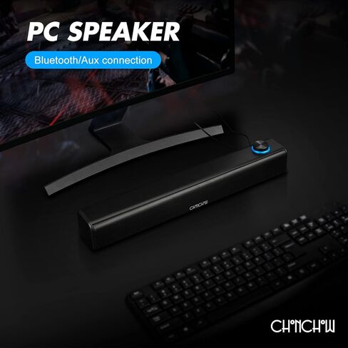 مكبر صوت بلوتوث للكمبيوتر يعمل بمنفذ USB لاسلكي/سلكي 2.0 ستيريو 360 HD Bass Soundbar لسطح المكتب والكمبيوتر اللوحي والهواتف المتوافقة مع Windows 7/8/10 Mac iPhone Android Samsung (أسود) in Kuwait