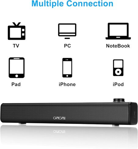 مكبر صوت بلوتوث للكمبيوتر يعمل بمنفذ USB لاسلكي/سلكي 2.0 ستيريو 360 HD Bass Soundbar لسطح المكتب والكمبيوتر اللوحي والهواتف المتوافقة مع Windows 7/8/10 Mac iPhone Android Samsung (أسود) in Kuwait