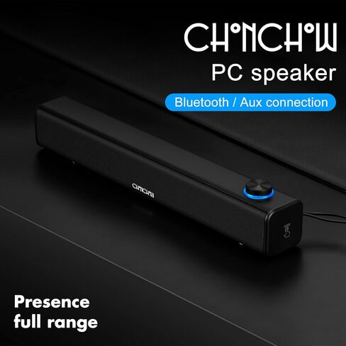 مكبر صوت بلوتوث للكمبيوتر يعمل بمنفذ USB لاسلكي/سلكي 2.0 ستيريو 360 HD Bass Soundbar لسطح المكتب والكمبيوتر اللوحي والهواتف المتوافقة مع Windows 7/8/10 Mac iPhone Android Samsung (أسود) in Kuwait