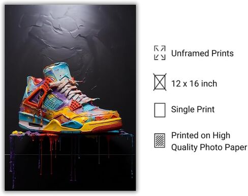 Barlas Design - Air Jordan Wall Poster - Great Gift for Boys and Loved Basketball - Sneakers - Boys Room Prints - Hypebeast Posters - (12 x 16) inch Unframed in Saudi Arabia