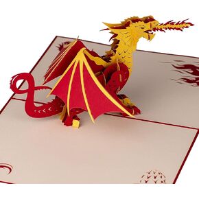 بطاقة التنين المنبثقة من DEVINE Popup Cards | بطاقات ثلاثية الأبعاد منبثقة لبطاقات عيد الميلاد للنساء والأطفال والأم والأب والزوج والزوجة | بطاقات معايدة منبثقة | بطاقة مضحكة لعيد الميلاد ثلاثية الأبعاد | حب الأب، الصبي، الابنة، الابنة