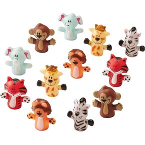 Animal Finger Puppets by Forest & Twelfth Kids, Fun Gifts and Party Favors for Boys and Girls, Includes Lion, Elephant, Tiger, Giraffe, Tiger & Monkey Toys, Pack of 12 or 24 (Pack of 12)