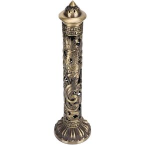 Incense Holder for Sticks, Incense Burner Bronze Tone Dragon Phoenix Relief Incense Holder Waterfall Incense Burner Tea Room Decoration for Home