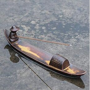 Old Fisherman Fishing Boat Style Ceramic Incense Stick Holder Burner Hand Carved Carving Censer Ornaments Retro Incense Burners Incense Holder Incense Burner for Insence Sticks, Ash Catcher