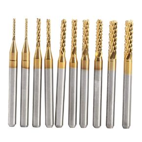 10Pcs 1-3mm End Mill Set, Coated End Mill Straight Shank End Mill Cutter for Circuit Board Plastic Fiber Wood