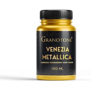 GRANOTONE Acrylic Venezia Metallic Colour, Non-Fading & Shimmering Metallic Acrylic Paint with Rich Pigments | Non-Toxic Metallic Colours Ideal for Kids, Artist & Beginners | 100ml (Gold)