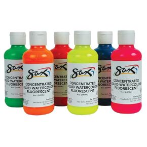 Sax Liquid Washable Watercolor Paint for School and Arts and Crafts Use, Assorted Fluorescent Colors, 8 Ounce Bottles, Set of 8