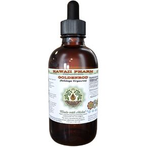 Goldenrod Alcohol-Free Liquid Extract, Organic Goldenrod (Solidago virgaurea L.) Dried Herb Glycerite Hawaii Pharm Natural Herbal Supplement 2 oz
