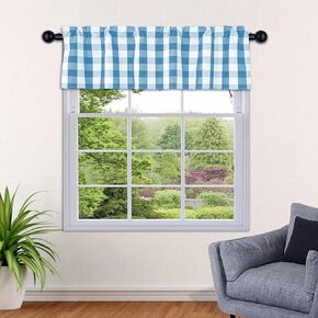 ستائر مطبخ SEEYE Farmhouse منقوشة بافلو - ستائر للنوافذ مزودة بقضيب ترشيح للضوء وجيب قضيب معزول حراريًا أو ديكور غرفة النوم المنزلية ومعالجات النوافذ، مقاس 137.16 سم عرضًا × 45.72 سم ارتفاعًا - قطعة واحدة، أسود