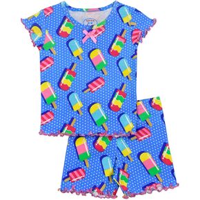 Sara's Prints Little Girls Fitted 2 Piece Short Pajama Set