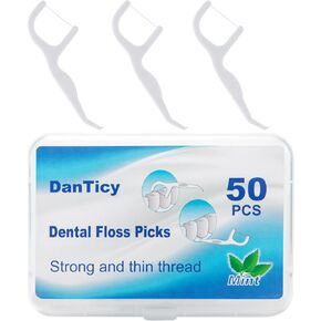 Extra Strong Dental Floss Picks | Professional Clean Flosser Picks | Toothpicks for Adults | Easy Grip Handle | Fresh Mint, 50 Count