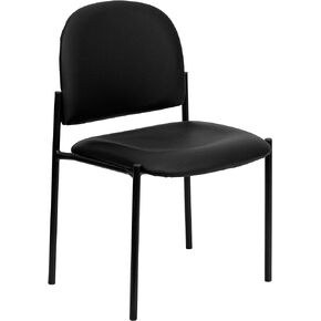 Flash Furniture Tania Comfort Black Vinyl Stackable Steel Side Reception Chair