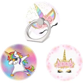 (3 عبوات) حامل حلقي للهاتف المحمول ومقبض إصبع، حامل هاتف محمول وحيد القرن على شكل زهرة ذهبية وردية وردية اللون ومسند قابل للطي متوافق مع جميع الهواتف الذكية in Kuwait