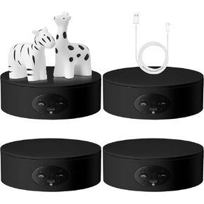 4 Pcs Turner Cup Rotating Display Stand 360 Degree Rotating Turntable for Epoxy Glitter Tumbler Display Automatic Spinning Rotating Platform Mute Photography Turntable for Art(Black)