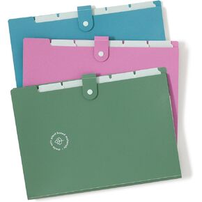 U Brands U-Eco 6 Pocket Poly Expandable Folder, Set of 3, Assorted Brights, Snap Button Closure, Letter Size (6592U01-12)