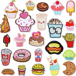Waydress 24 Pieces Cupcake Embroidered Patches Iron on Patches Cute Colourful Patches for Clothing Sew on Patches for Jackets Backpacks Jeans Hats DIY Craft Decoration
