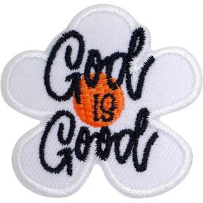 God is Good Daisy Faith Iron On Patches for Clothing Embroidered Applique Patch Badge Sew On Emblem DIY Craft