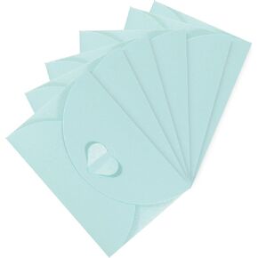YOKIVE 12pcs Gift Card Envelopes, 4x3 Inch Mini Envelopes Small Envelopes Credit Card Size Heart Shaped Bulk for Thank You Cards Graduation Wedding, Blue