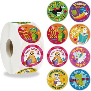 Reading Stickers for Kids, Book Lover Sticker for Kindle 500pcs in 8 Designs 1 inch Reward Stickers Motivational Incentive for Teachers Students Women Supplies for Classroom