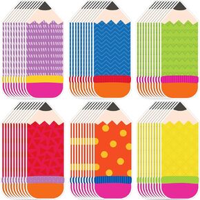 60 Pack Pencils Cut Outs Colorful Pencil Name Tags for Classroom Bulletin Board Locker Decor Classroom Colored Pencils Accents for School Home Teacher Student Back to School Party Decorations