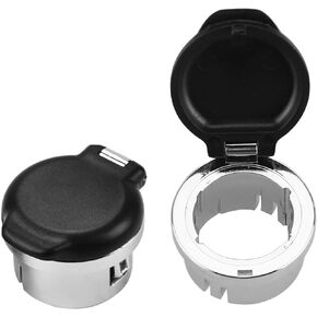 2PCS Plug Cover Cap 12V Chrome Power Outlet Dash Cover Cigarette Lighter Plug Retainer Compatible with 2007-2013 Chevy Silverado Avalanche Suburban Tahoe GMC Sierra Yukon 20983936 25793816