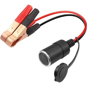 YACSEJAO 14AWG Battery Clips to Car Cigarette Lighter Socket 1FT 12V-24V Car Cigarette Lighter Female Socket Adapter to Battery Crocodile Clip Clamp Cable