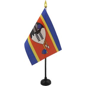 AZ FLAG Swaziland Table Flag 4'' x 6'' - Swazi Desk Flag 15 x 10 cm - Golden Spear top