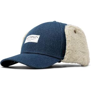 melin A-Game Brick Lumberjack Thermal, Medium Blue Denim, Winter Strapback Hat with Adjustable Ear Flaps, Cold-Weather Caps for Men & Women, Medium-Large