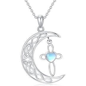 Triple Moon Goddess/Witches Knot/Triple Moon/Celtic Knot/Moon Phases Necklace Sterling Silver Original Amuleto Moonstone Pendant Jewelry Gifts For Women Girls