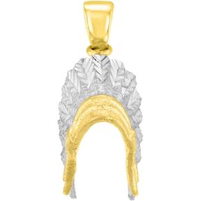 Solid 14K Yellow Gold War Bonnets Charm Native American Pendant